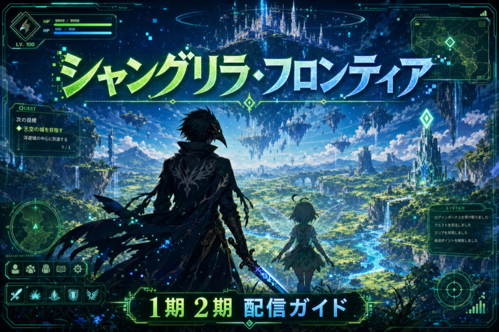 シャングリラ・フロンティア 配信ガイド DMM TVで1期2期全50話見放題・累計1,000万部のVRMMOアニメ