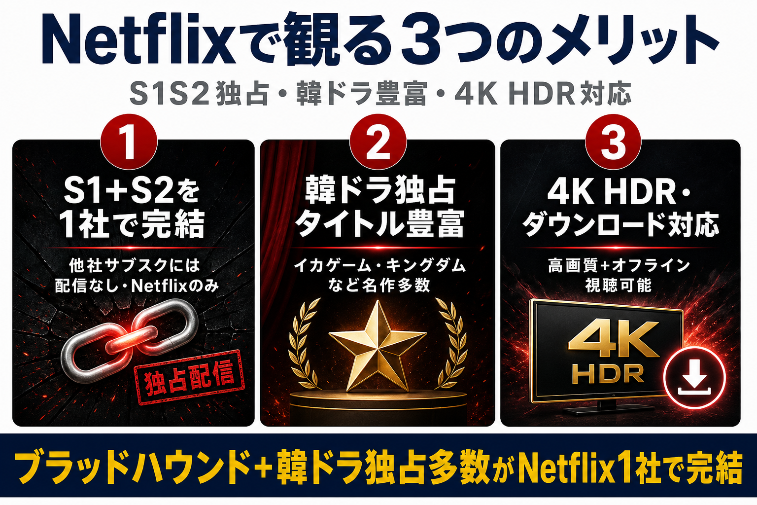 Netflixでブラッドハウンドを観る3つのメリット。S1S2独占・韓ドラ豊富・4K HDR画質対応